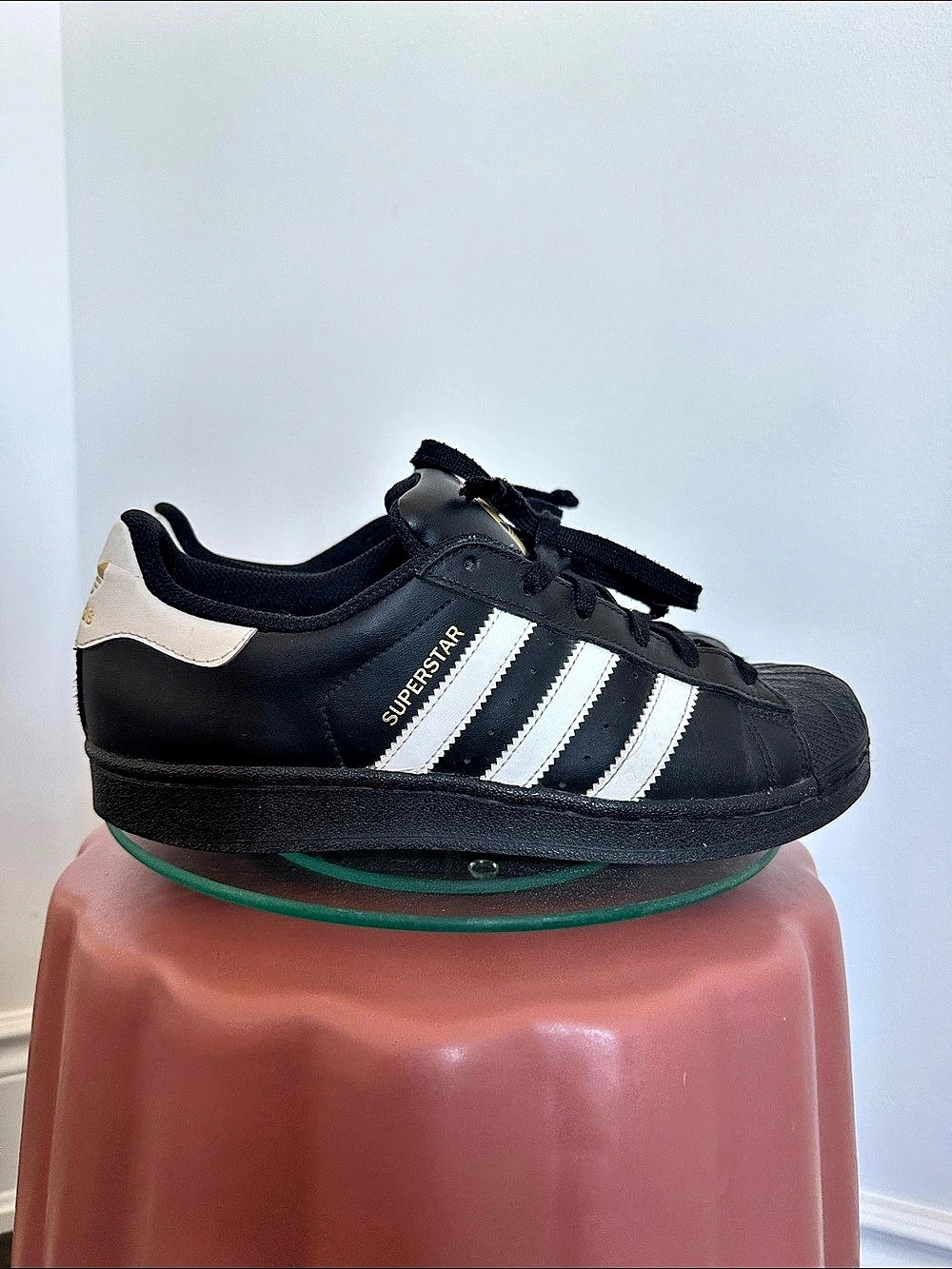adidas Superstar Sneakers Black White US 61⁄2 hard shell top all black sole